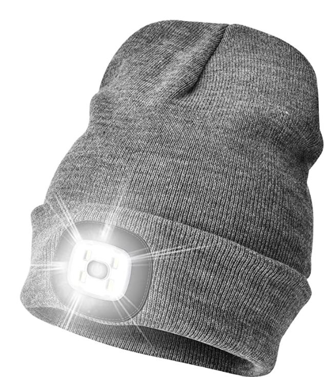 LED Beanie Hat with Light and Headlamp for Guys