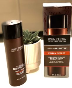Positive review of John Frieda Brilliant Brunette to make blonde hair with orange and yellow tones a darker hair color that is brunette