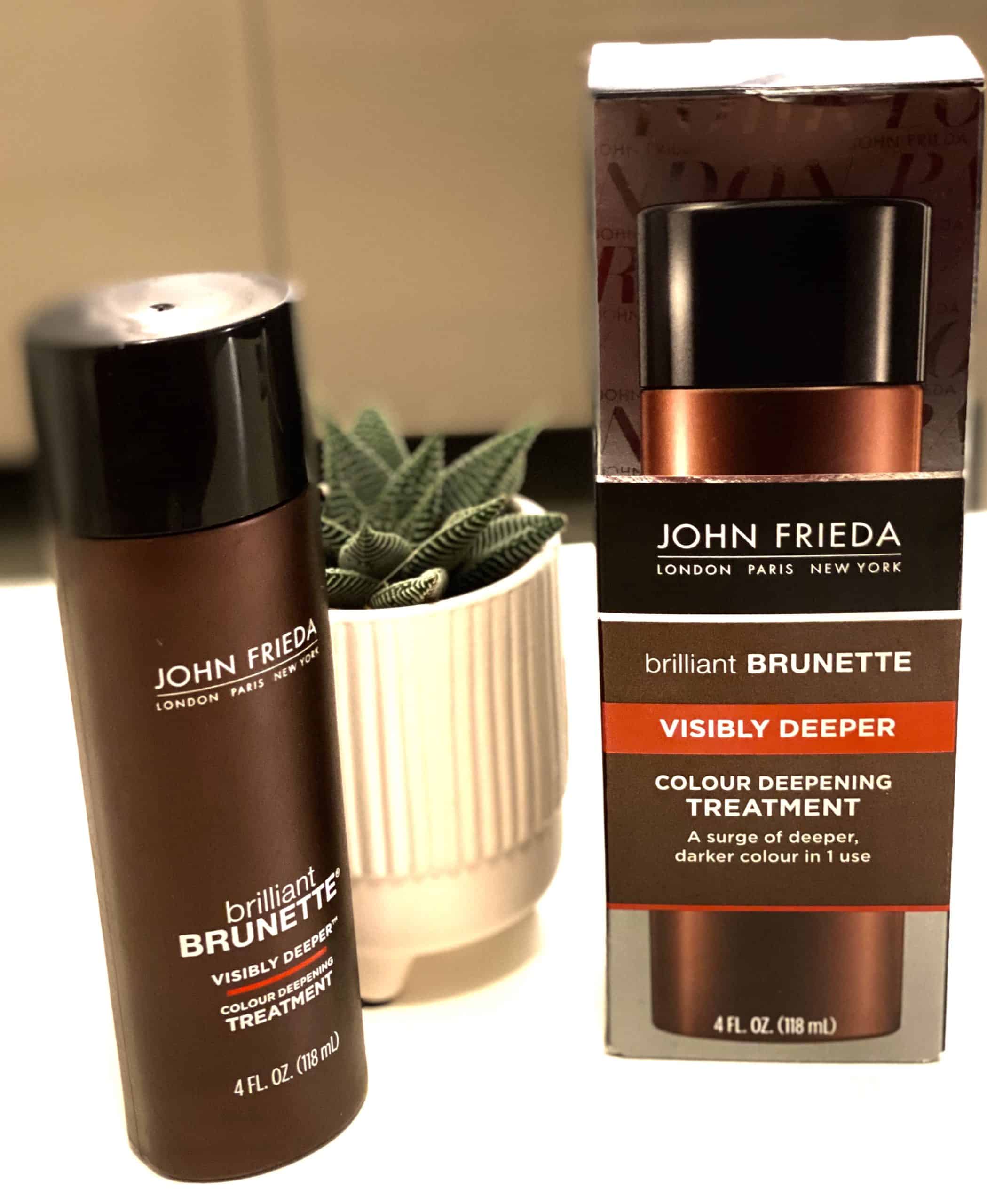 Positive review of John Frieda Brilliant Brunette to make blonde hair with orange and yellow tones a darker hair color that is brunette