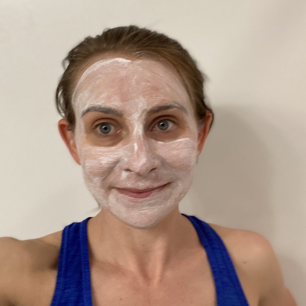 Image of what the Redefine Rodan + Fields cleansing clay mask looks like when on