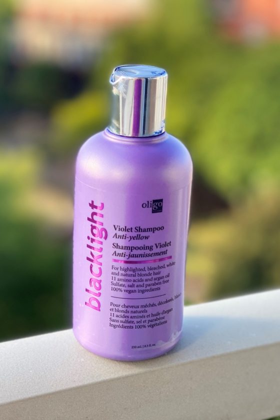 Oligo Professionnel Blacklight Violet Shampoo is the best purple shampoo for blondes to get rid of yellow and orange undertones