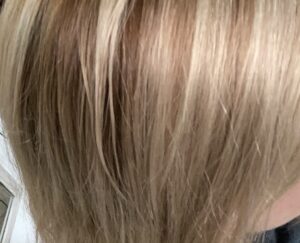 After picture of Wella T18 toner on dark blonde hair
