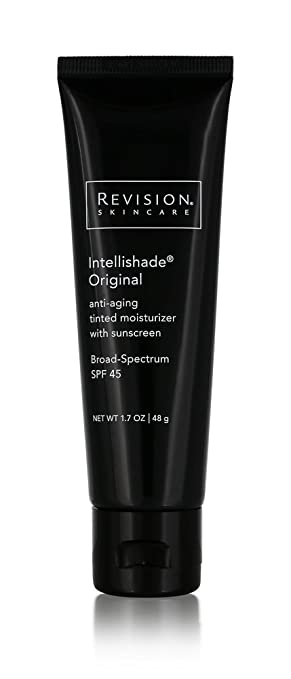 Revision Intellishade with SPF 45 tinted moisturizer gets great reviews for going on smoothly, offering a high SPF, and covering flaws while also looking natural