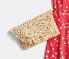 Stitch Fix straw clutch handbag for summer beach outfit