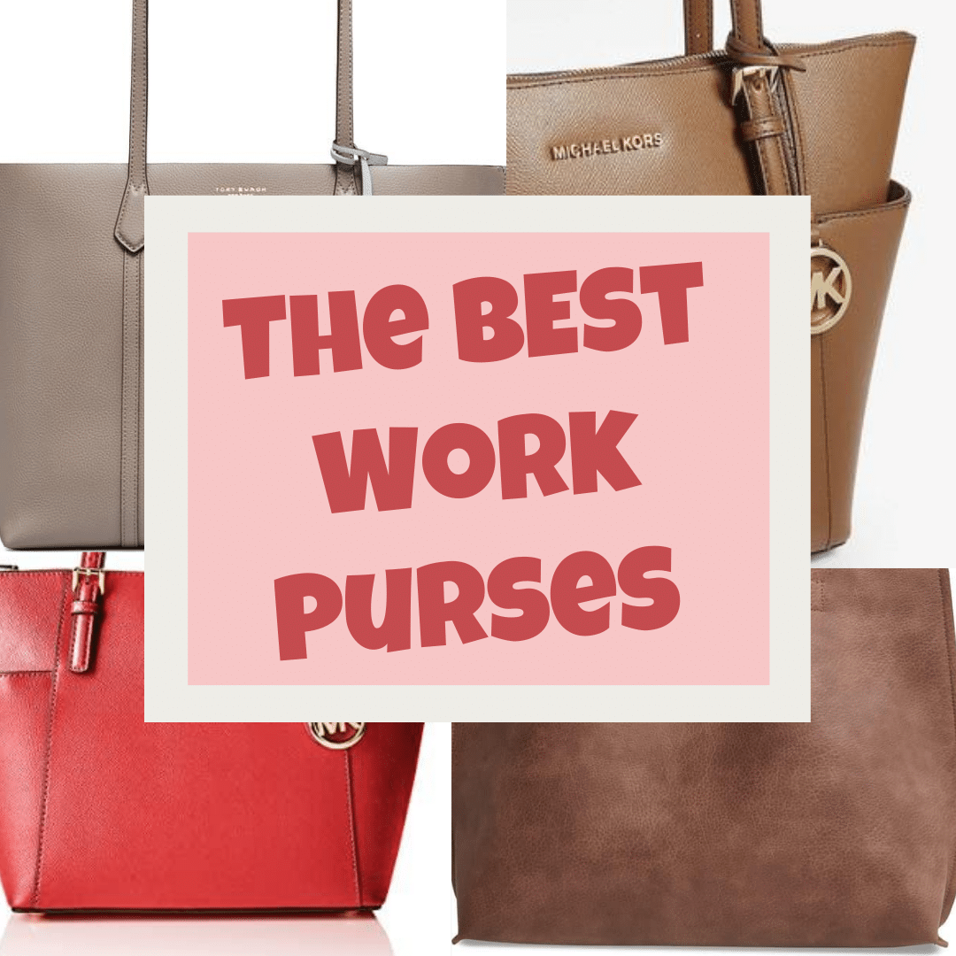 the best women's work purses and work totes by Very Easy Makeup with Michael Kors Jet Set purse, oversized faux-leather work tote by Street level for work laptop, and Perry Leather work purse by Tory Burch for a luxury work tote
