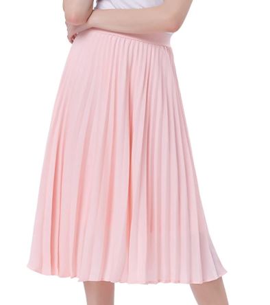Pink, Girly, Feminine, Knee-Length Skirt on Amazon by Kate Kasin with pleats for summer 2020 and fall 2020 fashion