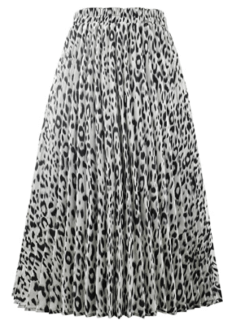 black and white spotted leopard print pleated skirt to copy the Stitch Fix blue leopard print skirt and to copy the look of the model in the ad for Stitch Fix for fall fashion outfits and Stitch Fix fall outfit ideas