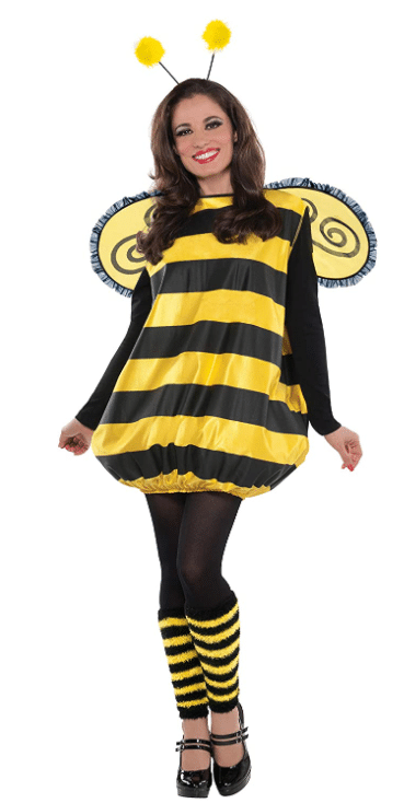 Bumble Bee Halloween costume idea for works for pregnant women and is a creative and easy maternity costume for Halloween