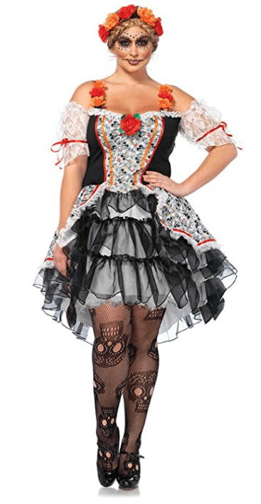 Day of the Dead Halloween Costume for Plus Size Women on Amazon