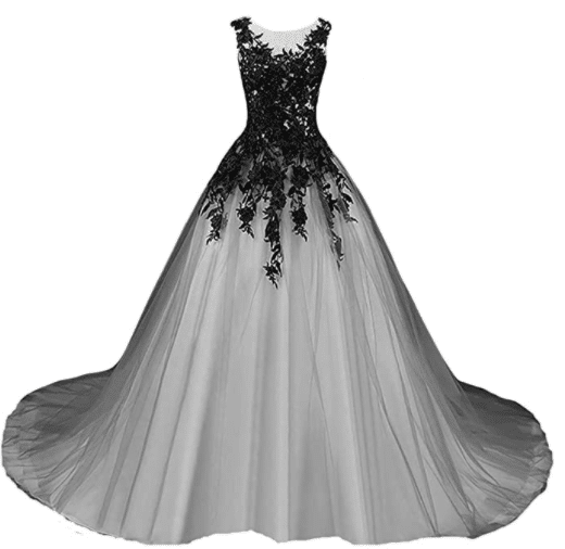 Fleur Delacour wedding dress_Kivary gothic grey black lace prom wedding dress