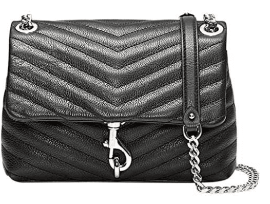 Rebecca Minkoff Edie crossbody black leather purse with pebbles leather and silver chain for Stitch Fix fall 2020 outfits and Stitch Fix outfit ideas