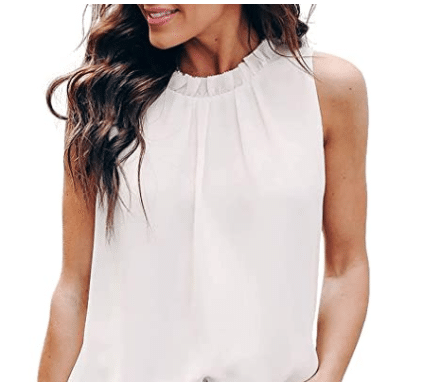 soft, delicate, and feminine chiffon tank top and blouse on Amazon by AlvaQ to wear to a fall wedding for a fall wedding guest dress outfit recommended by Very Easy Makeup