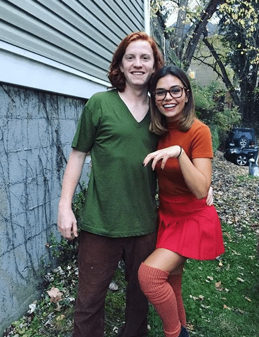Velma and Shaggy from Scooby Doo as an easy DIY Halloween costume idea for couples and a cheap last minute costume