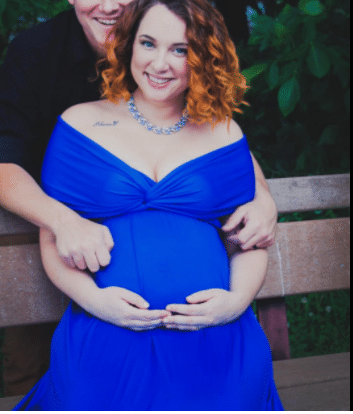 blue multistrap maternity photo shoot dress
