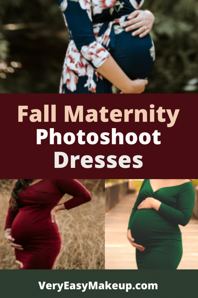 Maternity fall photo ideas and maternity fall photoshoot dresses including outdoor fall maternity photos and fancy maternity dresses