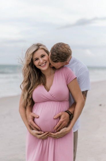 Mother Bee light pink or peach maternity photo shoot dress for beach pictures
