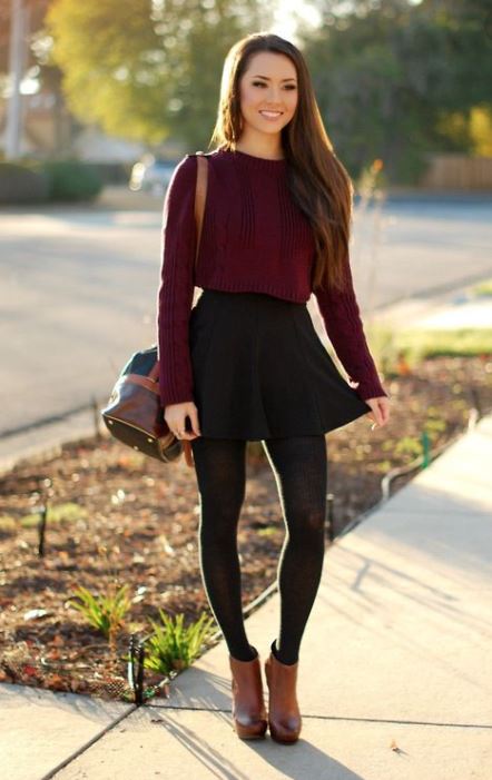 mini skirt and ankle boots outfit