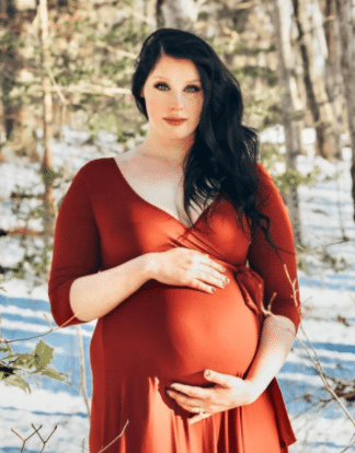 Mother Bee maternity photo shoot dress for fall and maternity photoshoot dress in deep red/orange for winter