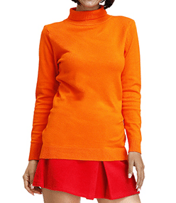 HoneyEcho Velma Costume Adult Orange Turtleneck Women Halloween Costumes  for Women Orange Medium