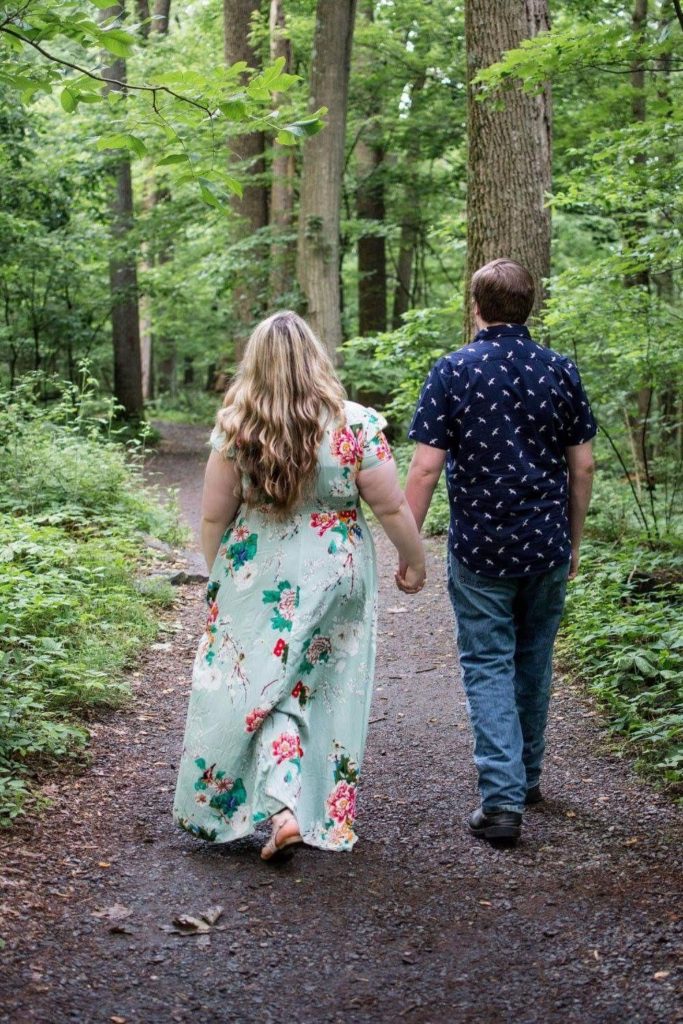 Plus Size Engagement Photo Outfit with Floral Dress