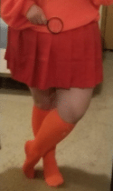 red skirt with pleats for Velma costume from Scooby Doo