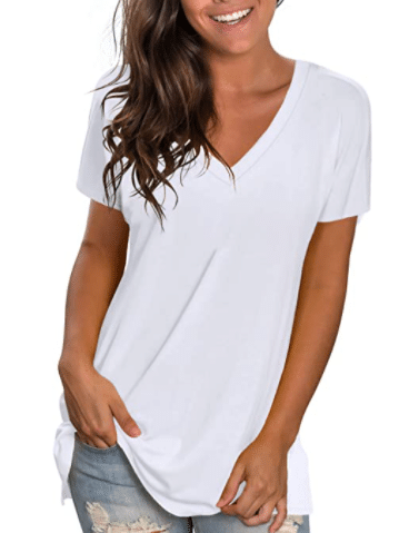 simple V-neck t-shirt on Amazon to to copy the look of the model in the ad for Stitch Fix fall 2020 fashion outfits and Stitch Fix fall 2020 outfit ideas