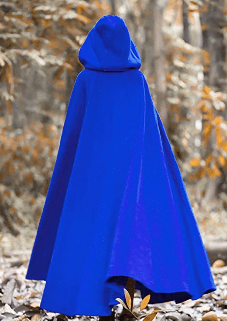 warm, blue, long cape for Disney Belle Halloween costume for adult women to stay warm on Halloween night