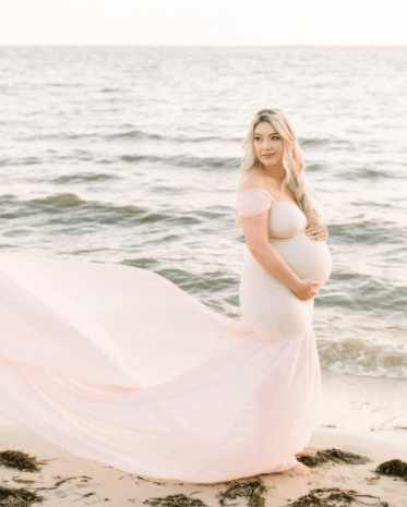 white mermaid maternity dress with tail for beach pictures