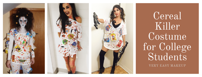 Cereal Killer creative costume idea for college students and DIY costumes for adults for Halloween that is funny