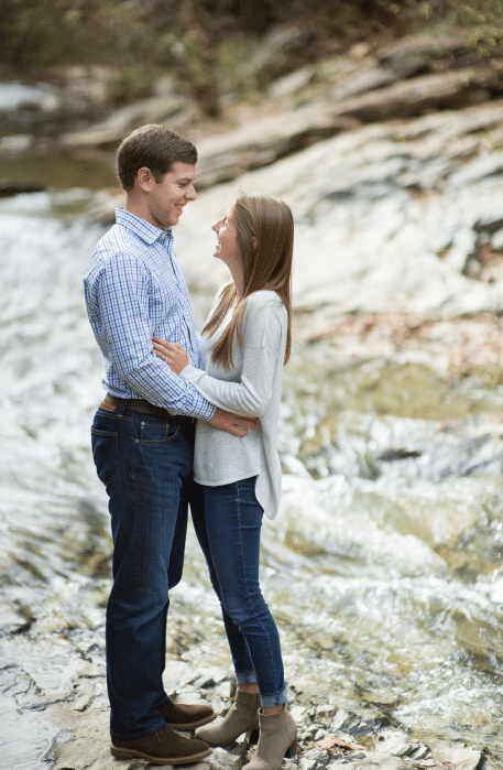 Chastain Park engagement photo session in Atlanta for fall engagement photoshoot locations and engagement outfit ideas