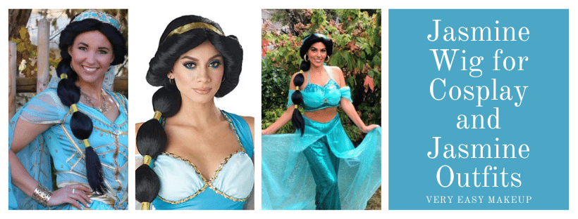 Disney Jasmine wig for cosplay and Jasmine outfits by Very Easy Makeup