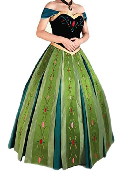 Disney Princess Anna Green Fancy Coronation Dress for Women