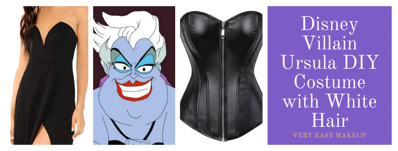 Disney's Ursula DIY Halloween costume for adults and women from The Little Mermaid as a Disney Villain with white hair or platinum blonde hair and a white wig