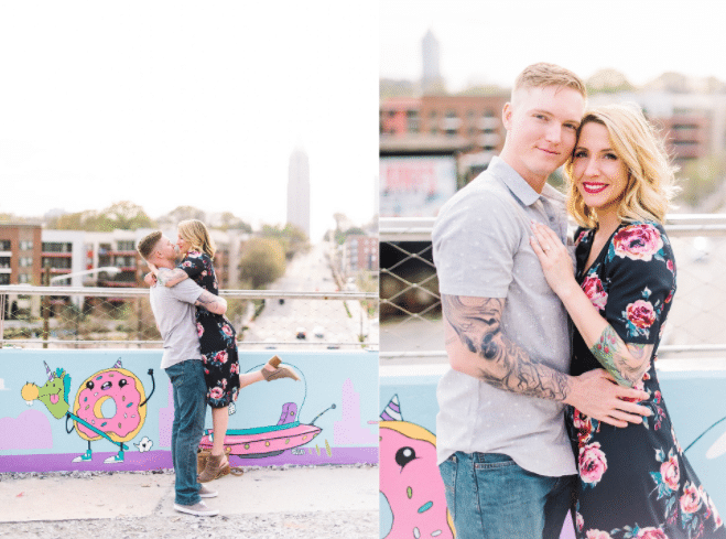 Engagment photos in Atlanta, GA on the Beltline near Inman Park and Old Fourt Ward for engagement photo shoot