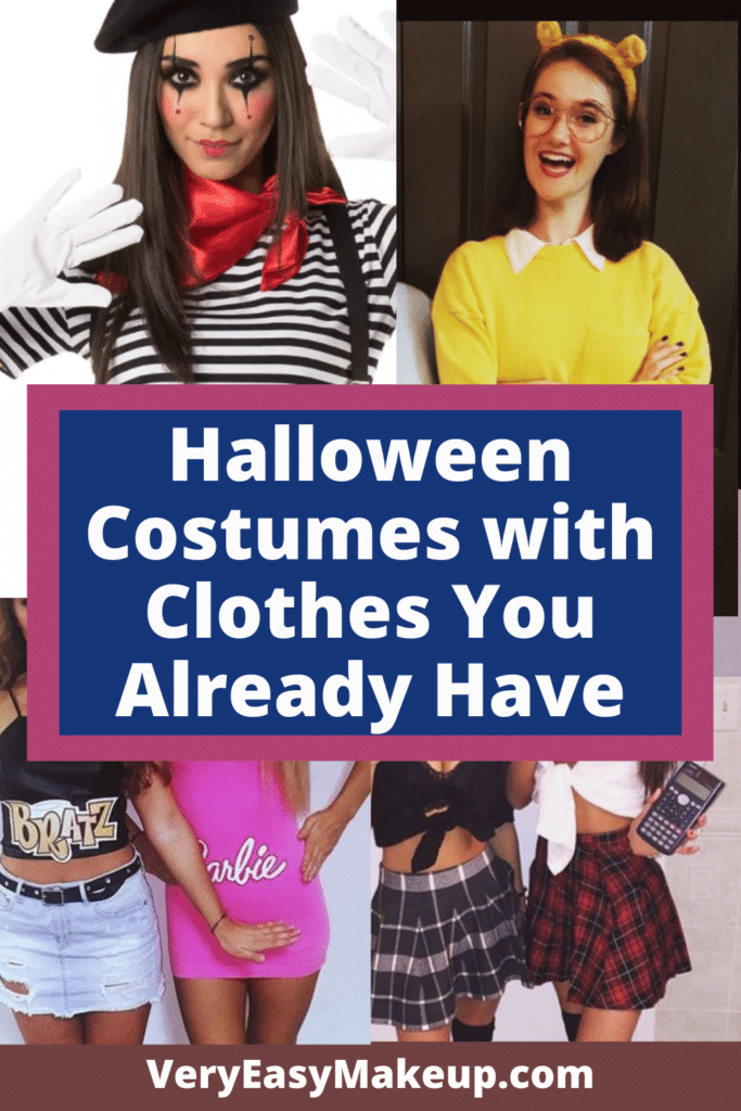 Halloween costumes with clothes you already have and Halloween costumes with regular clothes and normal clothes from Very Easy Makeup
