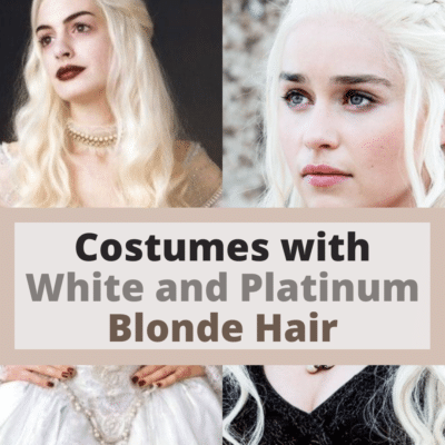 Halloween costumes with white hair and cosplay costume ideas with platinum blonde hair and white wigs by Very Easy Makeup