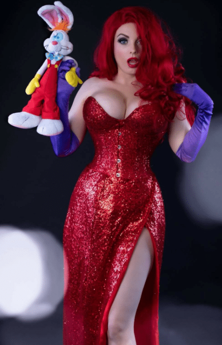 Jessica Rabbit sexy Halloween costume with red hair or red wig for Halloween and cosplay