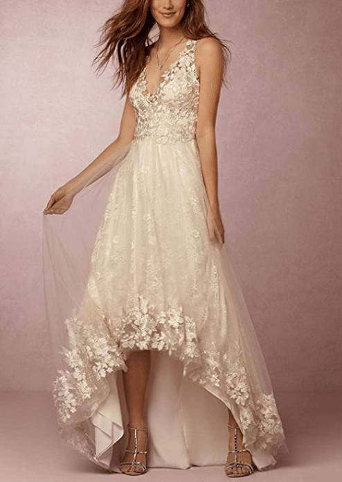 Lace a-line v-neck boho beach gown by GMAR for Fleur Delacour Yule Ball gown dress