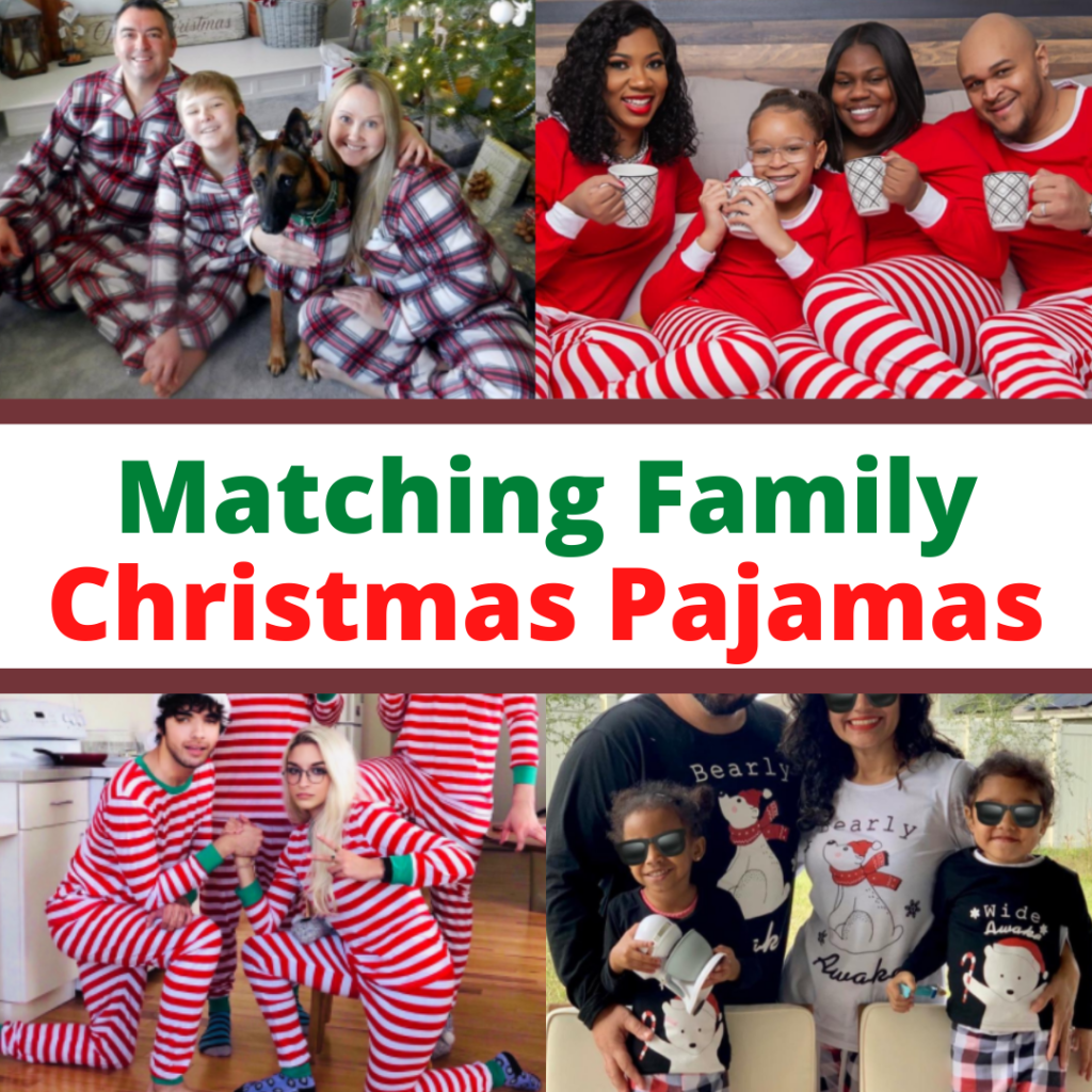 Matching Family Christmas pajamas including red and white pajamas and plus size Christmas pajamas