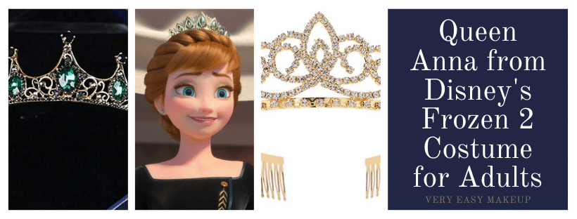 Queen Anna Disney's Frozen 2 gold crown with jewels for women and Queen Anna gold tiara for adults for cosplay and Disney Princess by Very Easy Makeup