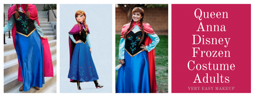 Queen Anna costume and dress from Disney's Frozen movie for adults, women, cosplay, and Halloween by Very Easy Makeup