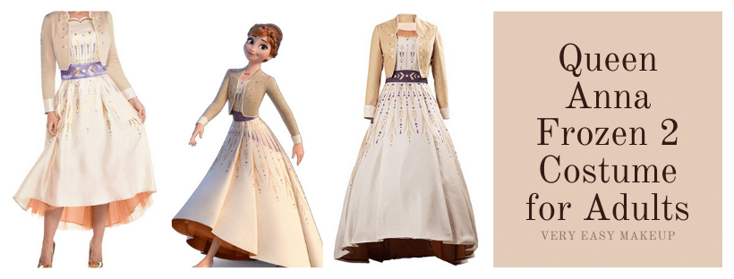 Queen Anna from Disney's Frozen 2 Act 1 light tan dress for cosplay and Halloween for adults and women by Very Easy Makeup