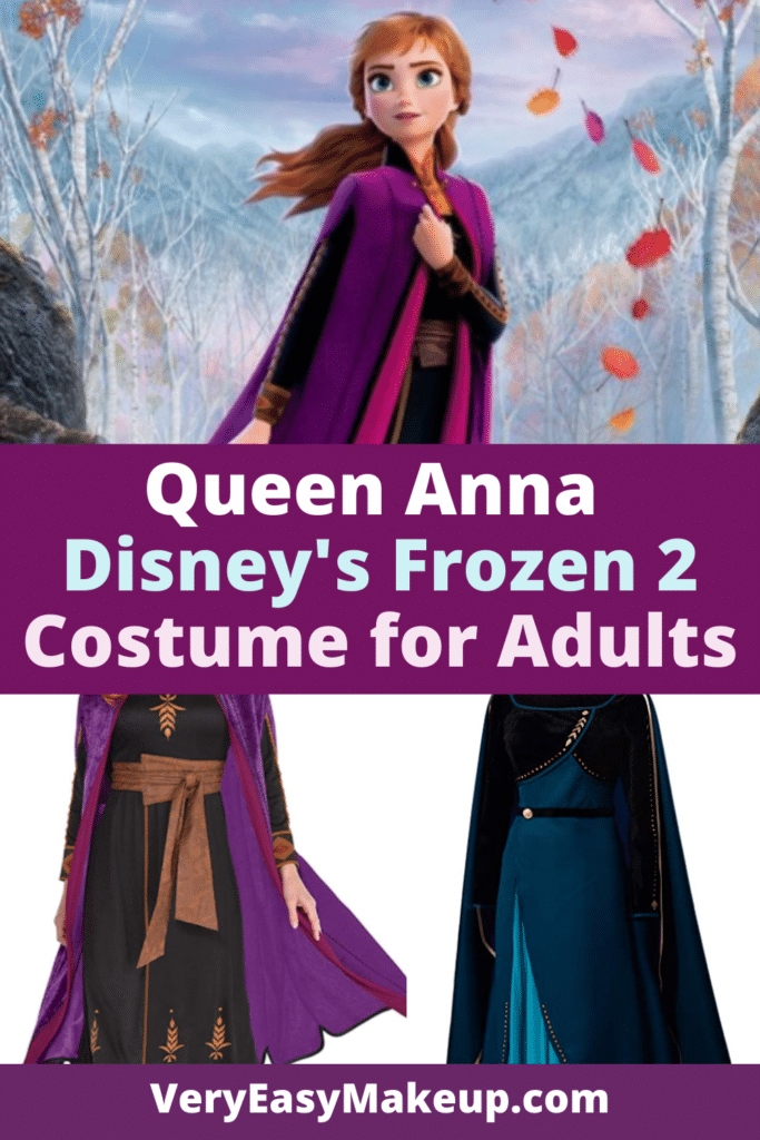 Queen Anna Frozen 2 costume for women and Queen Anna Frozen 2 dress for women by Very Easy Makeup