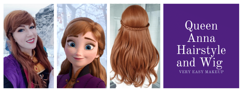 Queen Anna from Frozen 2 hairstyle and wig with small braid and wavy hair