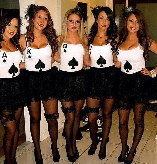 Royal Flush group sexy Halloween costume idea for college
