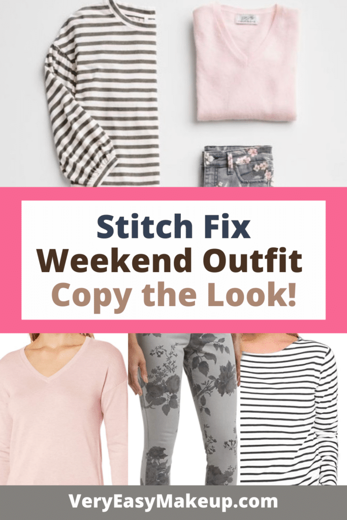 Stitch Fix weekend casual outfit with grey pants and pink sweater from Amazon
