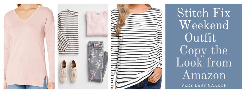 Stitch Fix weekend outfits and outfit idea with pink and grey pastels and floral print by Very Easy Makeup