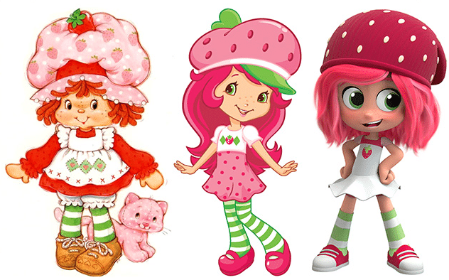 Strawberry Shortcake over the years as a Halloween costume idea with pink hair