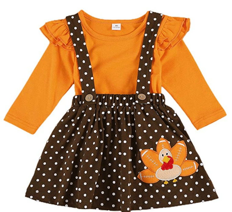 Thanksgiving Dress for Toddler Girl with Polka Dots