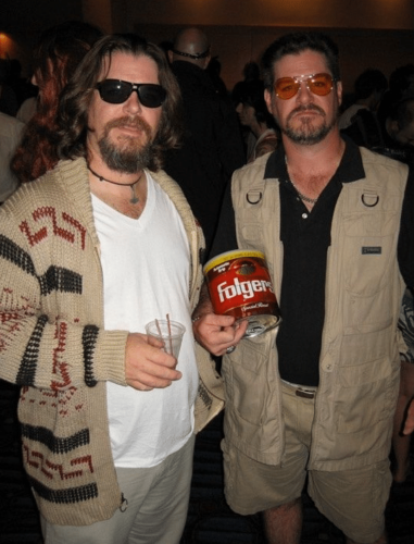 The Dude from the Big Lebowski Halloween costume for costume idea with alcohol and drinking theme